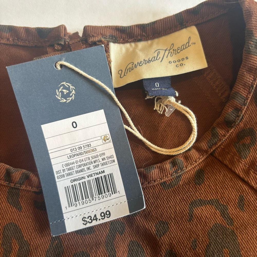 Nwt Universal Thread Leopard Print Denim Puff Sle… - image 6